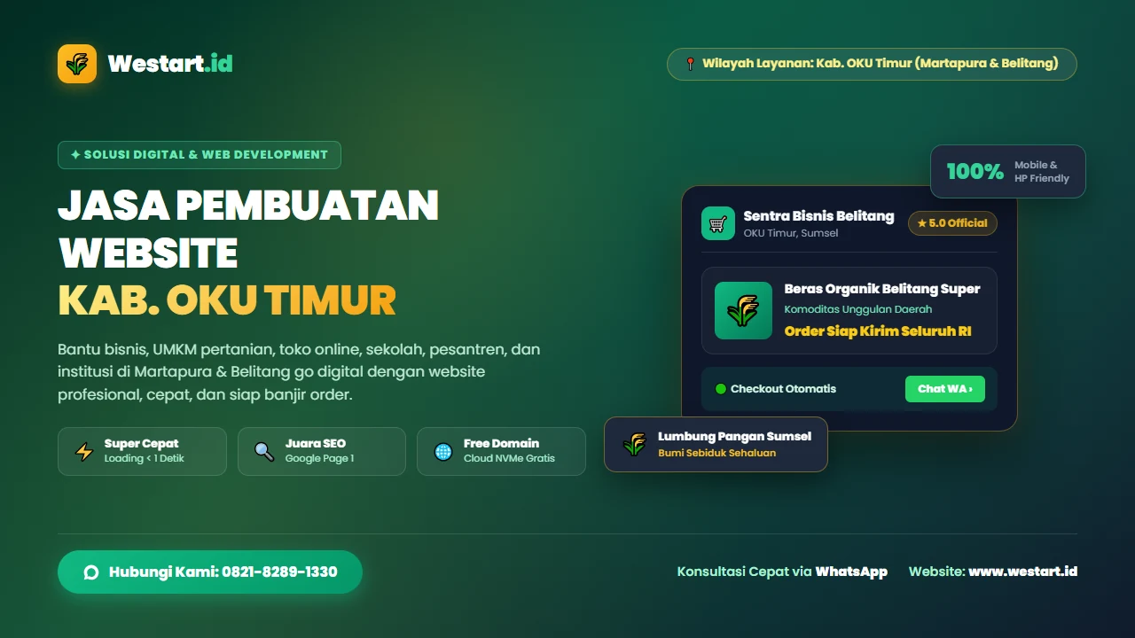 Jasa Pembuatan Website di OKU Timur [0821-8289-1330]: Solusi Digital Bisnis, Toko Online, & UMKM Martapura-Belitang